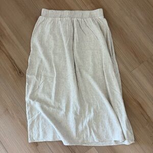 Elegant Linen Cream Skirt - Women’s Linen Midi Skirt - M